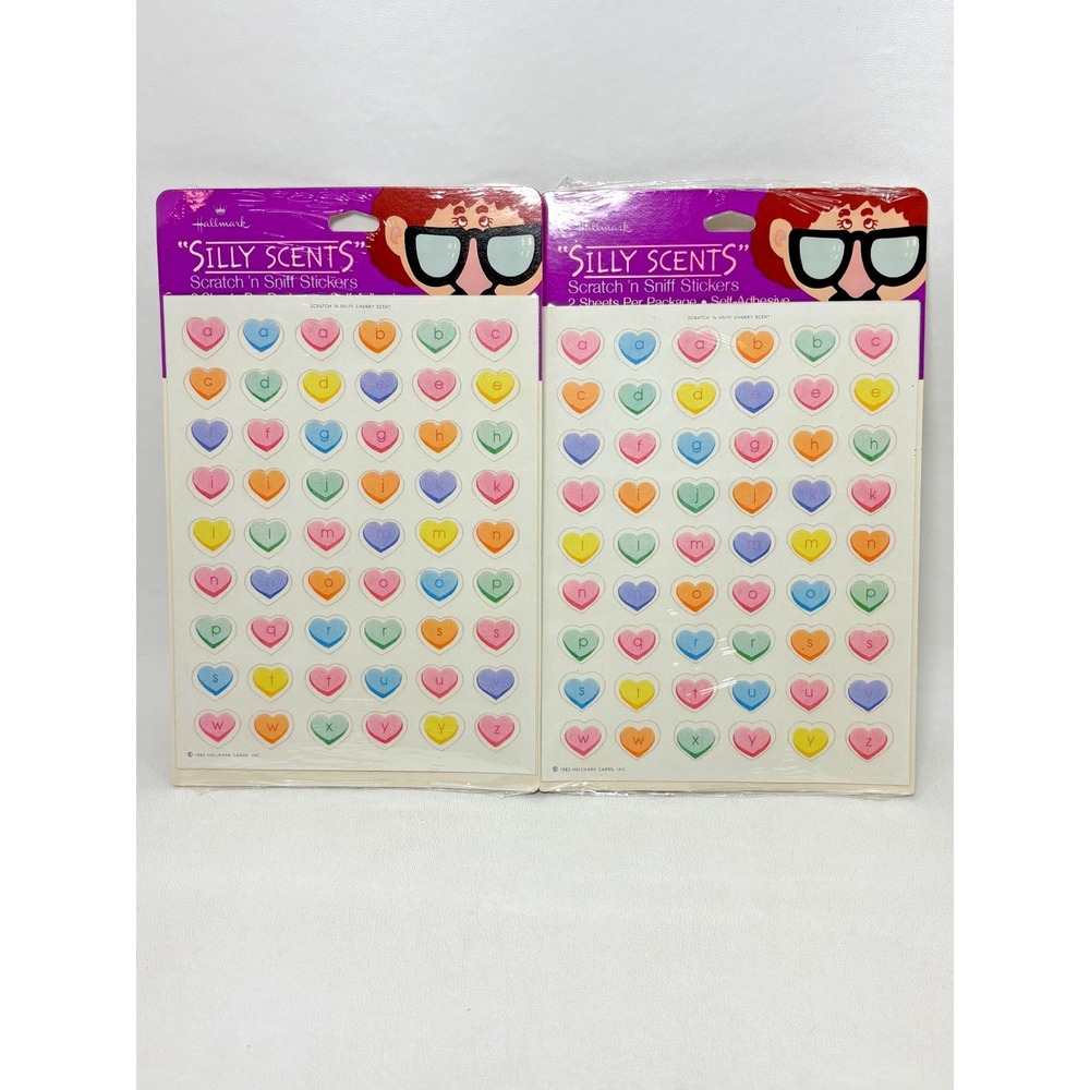 Vtg 80s Hallmark Stickers Silly Scents Scratch And Sniff Heart Letters 4 Sheets